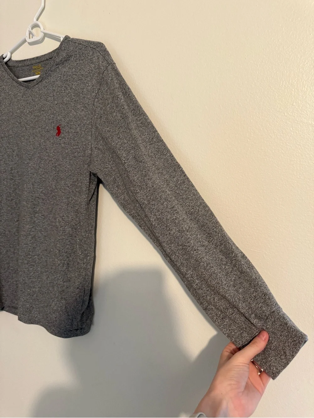 Polo Ralph Lauren Mens M grey long sleeve shirt: red logo casual comfort lounge